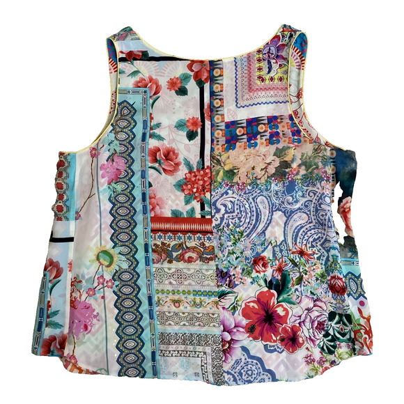 Johnny Was Orla Printed Tank Top Blouse Sleeveless Scoop Neck Lined Floral XL - Picture 4 of 8